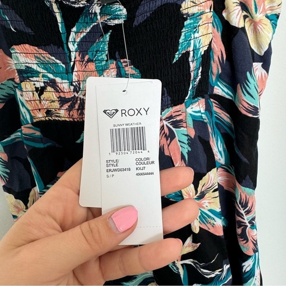 NWT Roxy Women's Black Floral Square Neck Sleeveless Slip-On Mini Dress Size S - Picture 6 of 8